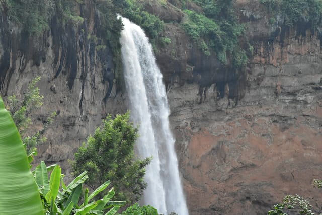 Sipi Falls dropping down a cliff face on the slopes of Mount Elgon.
