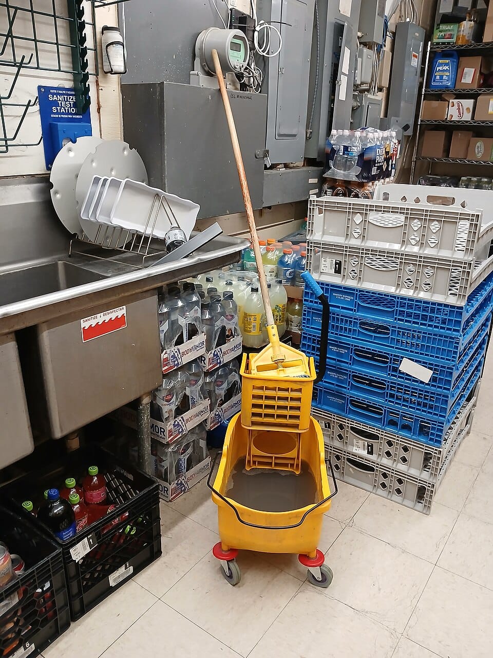 A mop and bucket
