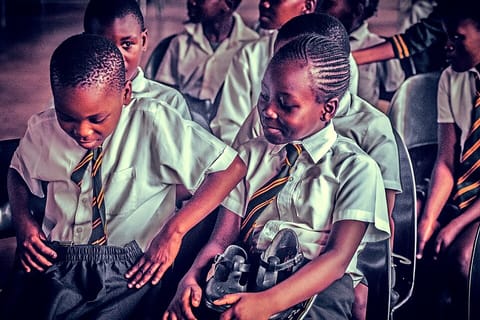 Children in school uniform