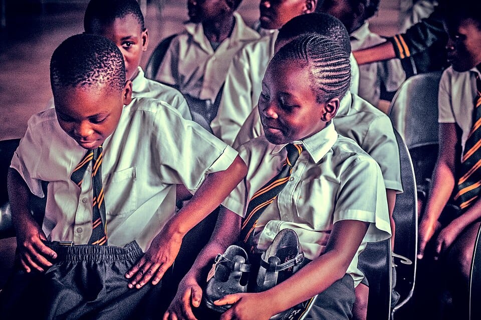 Children in school uniform